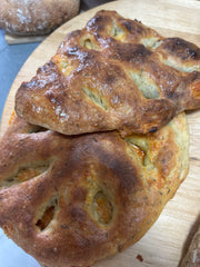 French Fougasse wth black olive